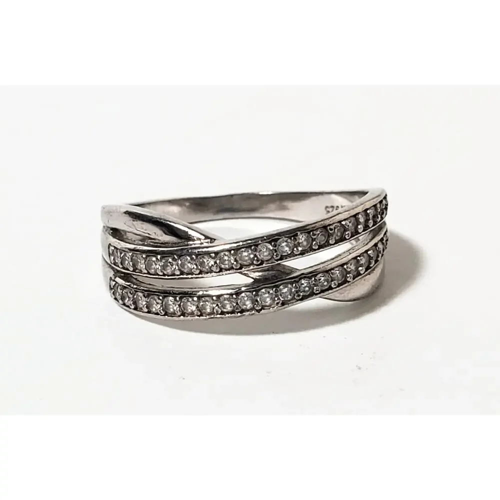 Sterling Silver Cubic Zirconia CZ Ring Signed IBB CN Size 9.25